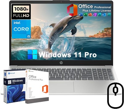 Ноутбук HP 15,6" FHD Business Laptop с пожизненной лицензией Office и Windows 11 Pro, Intel Core i5-1235U 12-го поколения (до 4,4 ГГц), 32 ГБ ОЗУ, 1 ТБ PCIe SSD, цифровая клавиатура, Wi-Fi 6, BT 5.3, с мышью Lanbertent 1000003065 - фото 513092