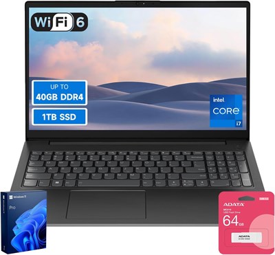 Высокопроизводительный бизнес-ноутбук Lenovo V15, 15,6-дюймовый дисплей FHD, 10-ядерный процессор Intel i7-13620H 13-го поколения, 16 ГБ ОЗУ, 512 ГБ SSD, веб-камера, HDMI, Wi-Fi 6, Windows 11 Pro, в комплекте с USB-флеш-накопителем ADATA 64 ГБ 1000003075 - фото 513135