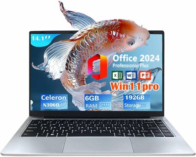 ?14,1-дюймовый ноутбук, Office 2024, Win 11 Pro, 6 ГБ ОЗУ, 192 ГБ памяти, сверхтонкий экран HD IPS, студенческий бизнес-ноутбук, процессор Intel Celeron серии N, серебристый 1000003251 - фото 513983