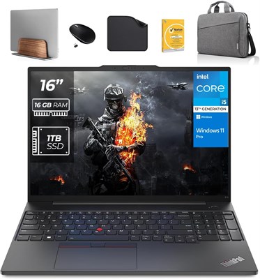 Ноутбук Lenovo Business ThinkPad E16 Gen 1–13-го поколения Intel i5-13420H, 16 ГБ ОЗУ, 1 ТБ SSD, Win 11 Pro (включает вертикальную подставку для ноутбука 1st Wave + сумку + беспроводную мышь + антивирус + коврик для мыши) 1000003266 - фото 514055