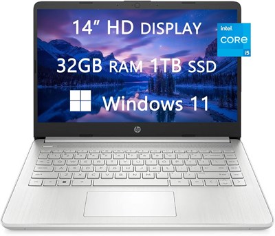 Новейшие ноутбуки HP 2023 года для студентов и бизнеса, 14-дюймовый HD, Intel Core i5-1135G7, 32 ГБ ОЗУ, 1 ТБ SSD, быстрая зарядка, HDMI, веб-камера, Bluetooth, легкий вес, Win 11, бесплатный HDMI-кабель (обновленный) 1000003408 - фото 514747