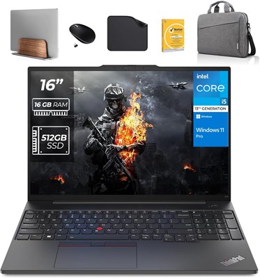Ноутбук Lenovo Business ThinkPad E16 Gen 1–13-го поколения Intel i5-13420H, 16 ГБ ОЗУ, 512 ГБ SSD, Win 11 Pro (включает вертикальную подставку для ноутбука 1st Wave + сумку + беспроводную мышь + антивирус + коврик для мыши) 1000003429 - фото 514845