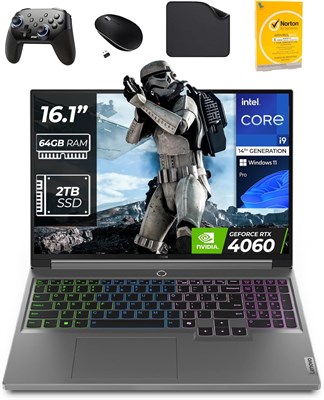 Игровой ноутбук Lenovo Legion 5 16IRX9 — Intel i9-14900HX 14-го поколения, 64 ГБ оперативной памяти DDR5, 2 ТБ SSD, 16,1" 165 Гц, графика RTX 4060 8 ГБ, Win11 Pro (включая контроллер 1st Wave + мышь + коврик для мыши + антивирус) 1000003447 - фото 514933