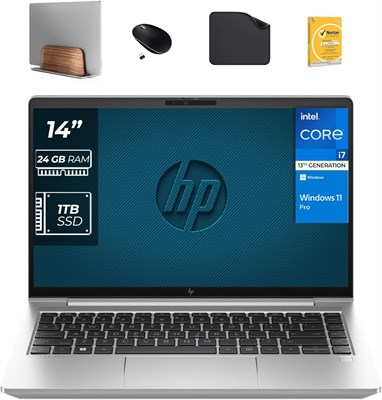 HP ELITEBOOK 640 G10 13-го поколения Core i7-1335U, дисплей 14", ОЗУ 24 ГБ, SSD 1 ТБ, Win11 Pro, камера FHD 720p (включает вертикальную подставку для ноутбука + беспроводную мышь + антивирус + коврик для мыши) 1000003471 - фото 515051