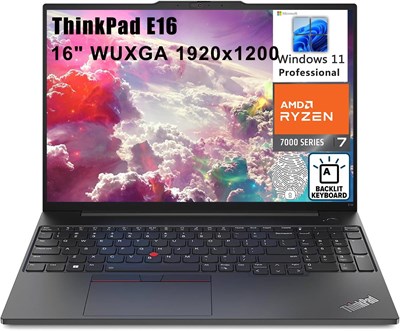 Lenovo ThinkPad E16 16" FHD+ бизнес-ноутбук, AMD Octa-Core Ryzen 7 7730U (Beat i7-1355U), 40 ГБ DDR4 RAM, 2 ТБ PCIe SSD, WiFi6, клавиатура с подсветкой, сканер отпечатков пальцев, Windows 11 Pro, ventear 1000003476 - фото 515076