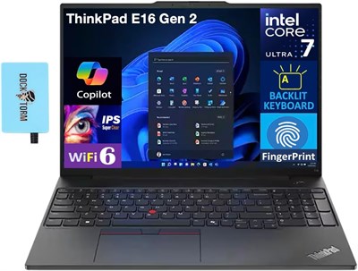 Ноутбук Lenovo ThinkPad E16 Business с дисплеем IPS FHD + WVA 16,0 дюйма (10 ядер, Intel i7-1355U, 16 ГБ ОЗУ, 512 ГБ SSD, подсветка KYB, FP-ридер, Thunderbolt 4, WiFi 6, Win 11 Pro) с концентратором Dockztorm 1000003501 - фото 515200