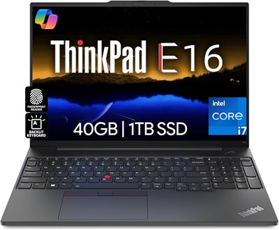 Оригинальный Lenovo ThinkPad E16, WUXGA 16" IPS, Intel 10 Core i7-1355U, 40 ГБ ОЗУ, 1 ТБ NVMe, сканер отпечатков пальцев, клавиатура с подсветкой, WiFi 6, Bluetooth, RJ-45, W11P, бизнес-ноутбук 1000003543 - фото 515405