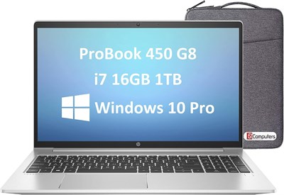 HP ProBook 450 G8 15,6" IPS FHD i7-1165G7, 16 ГБ ОЗУ, 1 ТБ PCIe SSD, бизнес-ноутбук 2021 года выпуска с четырехъядерным процессором Intel с подсветкой, Type-C, RJ-45, веб-камера, Windows 10 Pro, компьютерный кабель HDMI (обновленный) 1000003635 - фото 515824