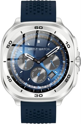 Swiss Military DOM7 Smartwatch 1.43" AMOLED, Bluetooth-звонки, многоязычность, отслеживание здоровья и спорта, беспроводная зарядка, 7 дней работы от аккумулятора, IP67, совместимость с iOS/Android, серебристая рамка с синим ремешком 1000003717 - фото 516206