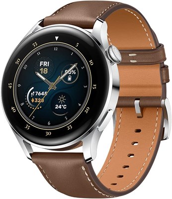 HUAWEI WATCH 3 Classic — умные часы 4G с 1,43-дюймовым AMOLED-дисплеем, 3 дня автономной работы, круглосуточный мониторинг SpO2 и сердечного ритма, встроенный GPS, 5 АТМ, сталь 1000003784 - фото 516536