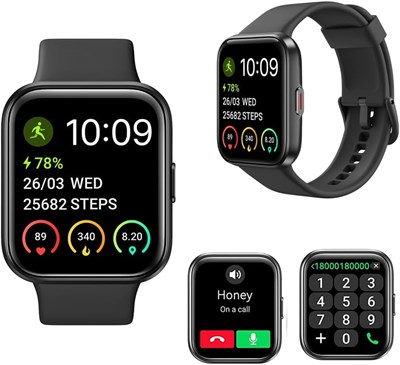 Azonee Smart Watch, мужские/женские умные часы для телефонов iPhone Android, встроенный Alexa, прием/совершение звонков, 1,7-дюймовые фитнес-часы с монитором сердечного ритма и сна, 60 спортивных водонепроницаемых трекеров активности IP68 1000003810 - фото 516666