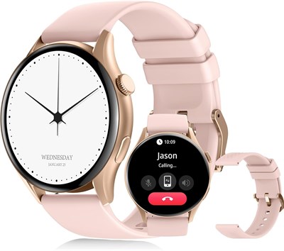 PEJE ZW10-AMD 1,43" Smartwatch - Смарт-часы для мужчин, SpO2/HR/монитор сна, оповещения о мусульманских молитвах, водонепроницаемость IP68, 120 спортивных режимов, совместимость с вызовами по Bluetooth, Android iOS, возьмите с собой запасной ремешок (розо 1000003892 - фото 517071