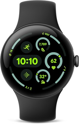 Google Pixel Watch 3 (45 мм) Последняя модель — Android Smartwatch, отслеживание сердечного ритма, Fitbit Advanced Running, Fitness Insights, 24-часовая батарея — Матовый черный алюминиевый корпус — Обсидиановый ремешок — Wi-Fi 1000003937 - фото 517280