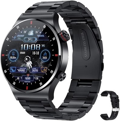 LIGE Smart watch ECG+PPG Bluetooth Call, Messege Notification, функция NFC, спортивные часы-трекер активности для мужчин, ISO и Android, с 2 ремешками из стали и силикона 1000004001 - фото 517588