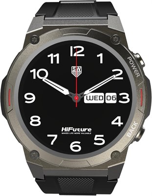 HiFuture FutureGo MIX2 Bluetooth Calling Smartwatch, отслеживание сна и здоровья, фитнес-тренировки, водонепроницаемость IP68, длительное время работы от батареи, 1,96-дюймовый IPS-дисплей - черный 1000004048 - фото 517810