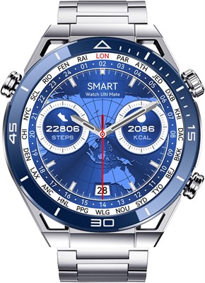 Умные часы DT Ultra Mate 1,5-дюймовый AMOLED Qibla Kaaba Direction Smartwatch Спортивный фитнес-шагомер Трекер сна Совместимость с Android и iOS Мужчины Hands-Free Звонки (серебристо-синий) 1000004145 - фото 518259