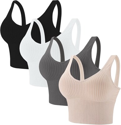 GraGra Comfy Cami Bra для женщин, укороченный топ из 4 частей для йоги, удлиненный мягкий бюстгальтер для дома, укороченный спортивный топ без рукавов для женщин (один размер) 1000004807 - фото 520468