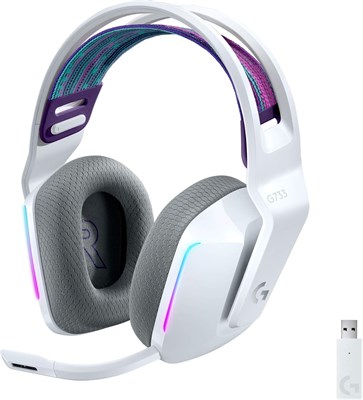 Беспроводная игровая гарнитура Logitech G733 LIGHTSPEED с подвесным оголовьем, подсветкой LIGHTSYNC RGB, микрофонной технологией Blue VO!CE и аудиодрайверами PRO-G — белая 1000005325 - фото 522201