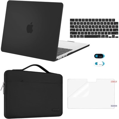 Чехол MOSISO для MacBook Air 13 дюймов (2024, 2023, 2022, M3, A3113, M2, A2681) из прочного пластика, чехол, чехол для клавиатуры, чехол для веб-камеры и пленка для экрана для MacBook Air 13,6 дюйма, черный 1000005532 - фото 523235