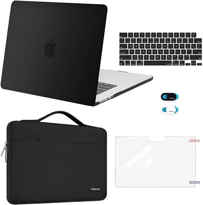 Чехол MOSISO для MacBook Air 15 дюймов (выпуск 2024–2023 гг.) A2941 с чипом M2 и Touch ID, пластиковый чехол, чехол для переноски, чехол для клавиатуры, чехол для веб-камеры и защитная пленка для экрана, черный 1000005537 - фото 523265