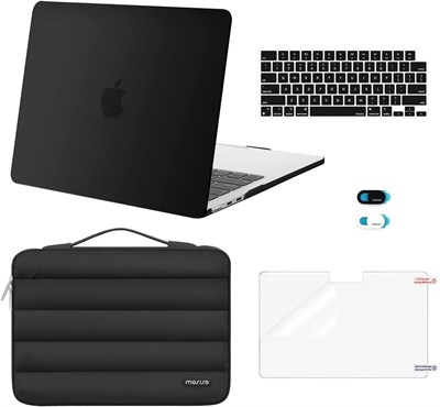Чехол MOSISO для MacBook Air 13 дюймов (2024, 2023, 2022, M3, A3113, M2, A2681). Пластиковый жёсткий чехол, чехол-мешок, чехол для клавиатуры, чехол для веб-камеры и плёнка для экрана. Чехол для MacBook Air 13,6 дюйма, чёрный. 1000005539 - фото 523275