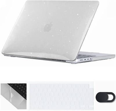 Чехол Se7enline, совместимый с 14-дюймовым Macbook Pro 2021-2024 M4 M3/M2/M1 A2918/A2992 A3112 A3401/A2779/A2442, прозрачный, с блестками, чехол для клавиатуры, защитная пленка для сенсорной панели и крышка веб-камеры 1000005552 - фото 523340
