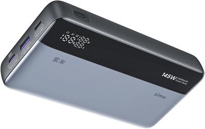 Внешний аккумулятор Zime B145 ёмкостью 25 000 мА·ч, трёхпортовое портативное зарядное устройство мощностью 145 Вт, интеллектуальный цифровой дисплей, совместим с MacBook Pro/Air, iPhone 16/15/14/13, Dell, Samsung, Huaiwei. 1000006211