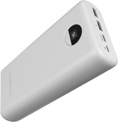 Портативный внешний аккумулятор Powerology 30000 мАч PD 45 Вт с быстрой зарядкой, идеально подходит для MacBook 13 и ноутбуков. Эргономичный дизайн с прорезиненной поверхностью, активной защитой и светодиодным индикатором. 1000006217