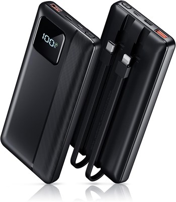 Портативное зарядное устройство Garlo Power Bank 10000 мАч 22,5 Вт, быстрая зарядка, мини-порт со встроенными кабелями USB C и IOS, аккумулятор для мобильных телефонов iPhone, Android, iPad, Samsung, Google Pixel, LG 1000006228