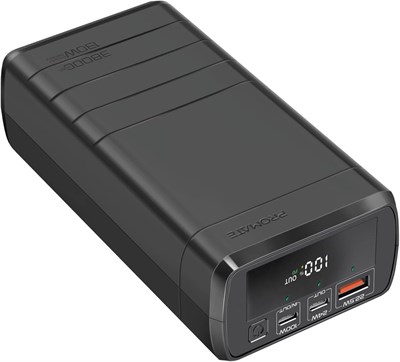 Promate Power Bank, портативное зарядное устройство для ноутбука емкостью 38000 мА·ч с подачей питания 100 Вт через порт USB-C, портом USB-C мощностью 24 Вт, портом QC 3.0 мощностью 22,5 Вт и светодиодным индикатором заряда аккумулятора для iPhone, MacBoo 1000006237 - фото 525282