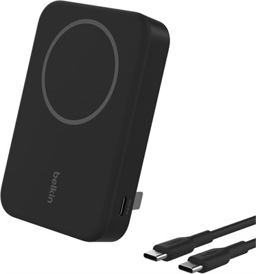Беспроводной внешний аккумулятор Belkin BoostCharge Pro 10000 мА·ч с поддержкой Qi2, совместимый с MagSafe, и встроенной выдвижной подставкой — для iPhone 16, 16 Plus, 16 Pro, Max, iPhone 15 и других моделей — черный 1000006239