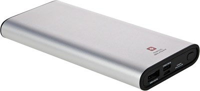 Внешний аккумулятор Swiss Military Chandoline PD 10000 мА·ч: высокоскоростная зарядка, выходная мощность 20 Вт, зарядка на 50% за 30 минут* — входы Type-C, Micro и USB, серебристый 1000006263