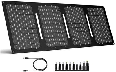 Портативное зарядное устройство Blue Ocean мощностью 40 Вт с солнечной панелью и выходами USB-C и USB-A для телефонов, портативных зарядных устройств, планшетов и ноутбуков. Водонепроницаемое устройство для кемпинга, пешего туризма, путешествий на автофур 1000006272