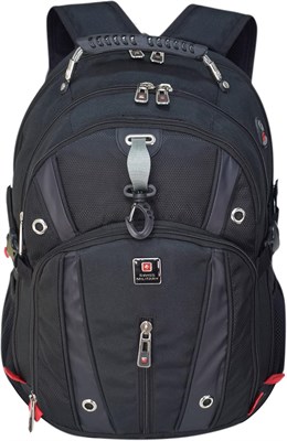 Роскошный рюкзак Swiss Military с отделением для ноутбука 15,6 дюйма и прочной ручкой из проволочного каркаса, двусторонней молнией, мягкой спинкой, карабином, карманом для зарядного устройства, кабелем USB/Aux для зарядки, 2 держателями для бутылок 1000006291