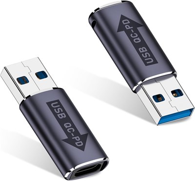 Адаптер KASTWAVE USB-C на USB-A, 10 Гбит/с USB-A (штекер) на USB-C (гнездо) для ноутбуков, планшетов, внешних аккумуляторов и смартфонов (серо-голубой, 2 шт.) 1000006292