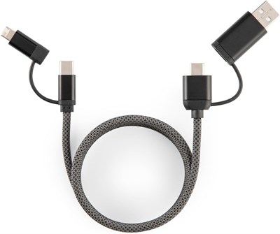 Магнитный многофункциональный кабель Orsted 65 Вт «4 в 1» из переработанного материала — USB-A, USB-C, быстрая зарядка и синхронизация данных для телефонов, планшетов, ноутбуков и внешних аккумуляторов — кабель не спутывается, длина 100 см 1000006311