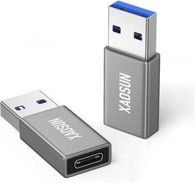 XAOSUN [10 Гбит/с] USB-штекер — USB-C-гнездо (2 шт.), адаптер 3.1 USB A — USB-C, сверхскоростная синхронизация данных и быстрая зарядка 100 Вт — совместим с iPhone 15 Pro Max, ноутбуком, ПК, зарядным устройством, внешним аккумулятором 1000006321