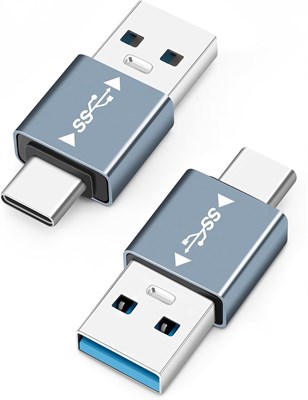 Адаптер Seminer USB 3.1 (штекер) — USB C (штекер) (2 шт.), разъем USB A — USB C, передача данных 10 Гбит/с для смартфона, планшета, ноутбука, внешнего аккумулятора 1000006331 - фото 525730