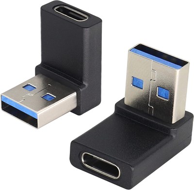 AAOTOKK Угловой USB 3.0 A USB C адаптер 90 градусов USB 3.0 A папа - USB Type C мама (OTG) для ПК, ноутбука, внешнего аккумулятора, зарядного устройства и других устройств USB и Type C (UP-черный) 1000006343