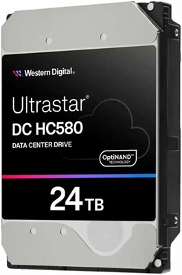 Western Digital WD Ultrastar DC HC580 WUH722424ALE6L4 — жёсткий диск — 24 ТБ — внутренний — 3,5 дюйма (8,9 см) — SATA 6 Гбит/с — 7200 об/мин — буфер: 512 МБ 1000006534 - фото 526144