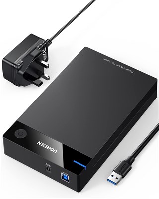 Внешний корпус для жесткого диска UGREEN 3,5" USB 3.0 - SATA с адаптером питания, совместимый с жесткими дисками 3,5" и 2,5", WD, Seagate, Toshiba, HDD, SSD 10 ТБ, разъем UASP-UK, подключение без инструментов 1000006592 - фото 526403