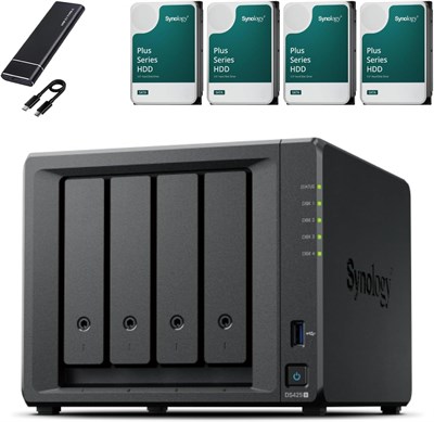 Synology DS425+ NAS Server Bundle 4 Bay (6GB RAM, 80TB Storage) – 4 x 20TB Synology NAS HDDs, High-Performance Desktop Network Storage Device – Includes 1st Wave External 512GB SSD for Back-up 1000006613 - фото 526489