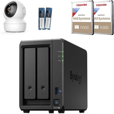 Synology DS723+ NAS 2 Bay (16GB RAM) – Preconfigured with 20TB (2 x 10TB) NAS HDDs – Powered by AMD Ryzen R1600 – Built-in 1TB NVMe Storage for Backup – Includes 360° Smart Camera 1000006649 - фото 526667