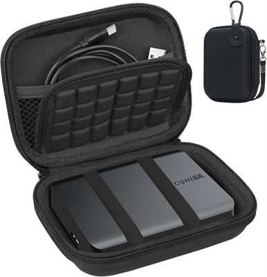 Чехол для жесткого диска Lacdo для Toshiba Canvio Basics/Canvio Flex/Canvio Advance/Canvio Gaming. Портативный внешний жесткий диск 1 ТБ, 2 ТБ, 3 ТБ, 4 ТБ, 2,5-дюймовый жесткий диск. Ударопрочная дорожная сумка, черный+черный. 1000006666 - фото 526746