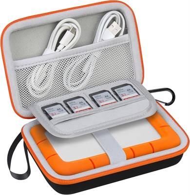 Чехол для жесткого диска Lacdo для внешнего жесткого диска LaCie Rugged Mini/Rugged, портативный жесткий диск 1 ТБ, 2 ТБ, 4 ТБ, 5 ТБ, USB 3.0 2.0, жесткий, ударопрочный, защитный держатель для хранения EVA, дорожная сумка, черный + оранжевый 1000006670 - фото 526766