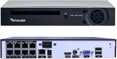 Xenocam 8-канальный сетевой видеорегистратор PoE NVR 5MP H.265 с поддержкой до 8 IP-камер 5MP/4MP/3MP 1080P, датчик движения, оповещения по электронной почте, резервное копирование через USB, выходы VGA и HDMI, без жесткого диска 1000006671 - фото 526771