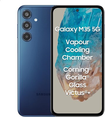 Samsung Galaxy M35 5G (Moonlight Blue, 6 ГБ ОЗУ, 128 ГБ встроенной памяти) | Corning Gorilla Glass Victus+ | Оценка AnTuTu 595K+ | Камера охлаждения с паровым охлаждением | Аккумулятор 6000 мА·ч | Дисплей Super AMOLED 120 Гц | Без зарядного устройства 1000006732 - фото 527078