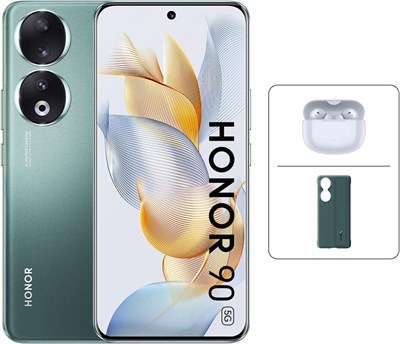 Смартфон HONOR 90 5G, тройная камера 200 МП, 6,7-дюймовый изогнутый AMOLED-дисплей с частотой обновления 120 Гц, 8 ГБ + 256 ГБ, аккумулятор 5000 мА·ч, SuperCharge 66 Вт, Android 13, изумрудно-зеленый цвет, наушники Honor X3 Lite и чехол (зеленый) 1000006751 - фото 527190