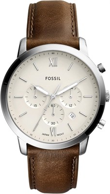 Мужские кварцевые часы Fossil с аналоговым дисплеем и кожаным ремешком 1000006846 - фото 527255