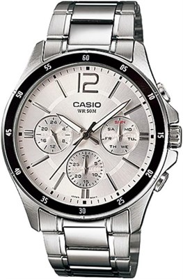 Мужские часы Casio MTP-1374D-7AVDF с серебристым циферблатом и серебристым браслетом 1000006870 - фото 527354